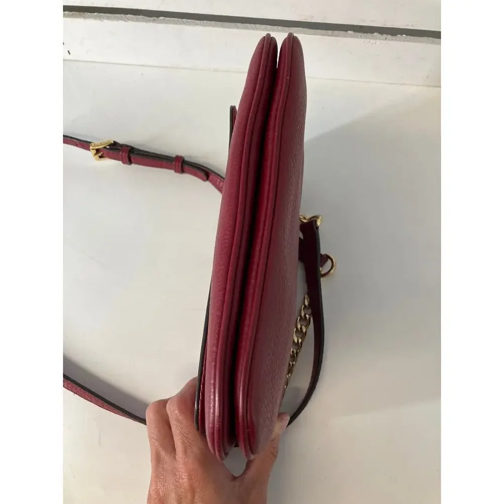 MICHAEL KORS, SMALL RED PEBBLED LEATHER CROSSBODY BAG